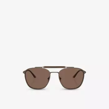 Солнцезащитные очки ar6149 в металлической квадратной оправе Giorgio Armani, цвет tan