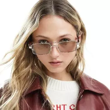 Солнцезащитные очки Asos Design 90s Metal Square, золотистый