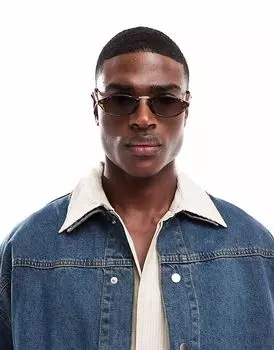 Солнцезащитные очки ASOS DESIGN Festival овальной формы с коричневыми линзами и оправой цвета черепахи