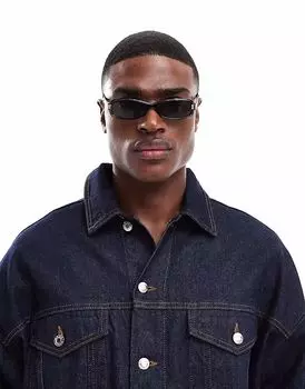 Солнцезащитные очки ASOS DESIGN Festival Racer черного цвета с серыми линзами