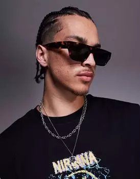 Солнцезащитные очки ASOS DESIGN Festival с плоским мостиком в черепаховой оправе и градиентными линзами