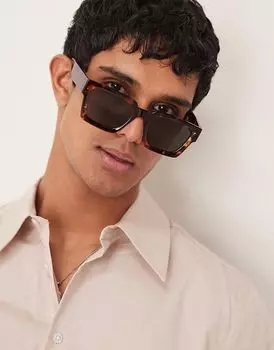 Солнцезащитные очки ASOS DESIGN квадратной формы с черепаховой оправой