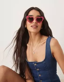 Солнцезащитные очки ASOS DESIGN в форме сердца розового цвета