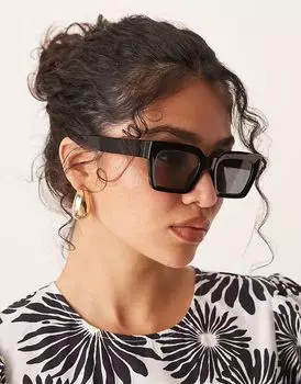 Солнцезащитные очки ASOS DESIGN в квадратной оправе черного цвета