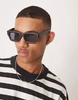 Солнцезащитные очки ASOS DESIGN в массивной квадратной оправе с дымчатыми линзами и черной оправой