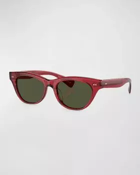 Солнцезащитные очки Avelin Havana из ацетата с бабочкой Oliver Peoples, цвет Orange