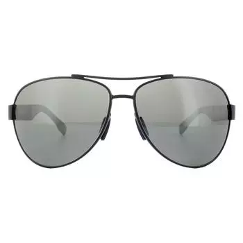 Солнцезащитные очки Aviator сине-серые серебристые с зеркальной поляризацией Hugo Boss, синий