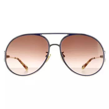 Солнцезащитные очки Aviator золотисто-сине-коричневые с градиентом CH0145S Chloe, золото