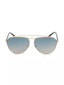 Солнцезащитные очки-авиаторы 63MM Tom Ford, цвет Blue Gold