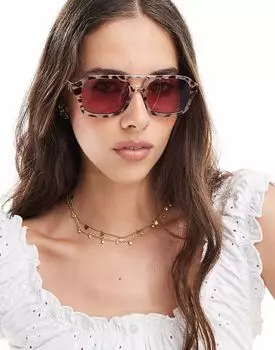 Солнцезащитные очки-авиаторы Aire Aquarius с розовыми линзами в оправе цвета печенья-торт