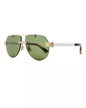 Солнцезащитные очки-авиаторы Bottega Veneta, цвет Gold, Silver, & Green