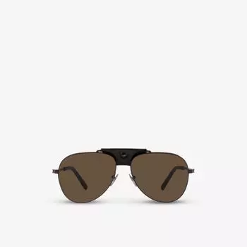 Солнцезащитные очки-авиаторы BV5061Q в металлической оправе Bvlgari, коричневый