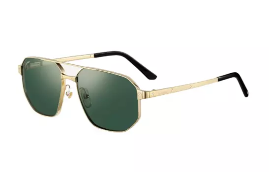 Солнцезащитные очки-авиаторы CARTIER в металлической оправе унисекс, золото