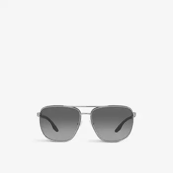 Солнцезащитные очки-авиаторы PS 50YS в металлическом корпусе Prada Linea Rossa, серый