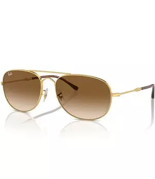 Солнцезащитные очки-авиаторы Ray-Ban унисекс RB3735 Bain Bridge 57 мм, золотой
