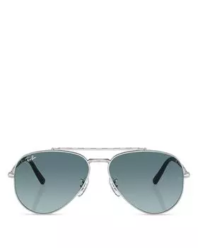 Солнцезащитные очки-авиаторы с перемычкой для бровей, 58 мм Ray-Ban, цвет Silver