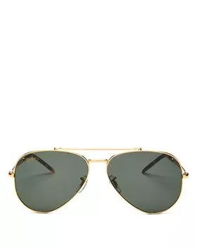Солнцезащитные очки-авиаторы с перемычкой для бровей, 62 мм Ray-Ban, цвет Gold