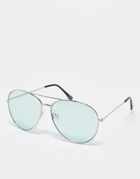Солнцезащитные очки-авиаторы с зелеными линзами ASOS DESIGN