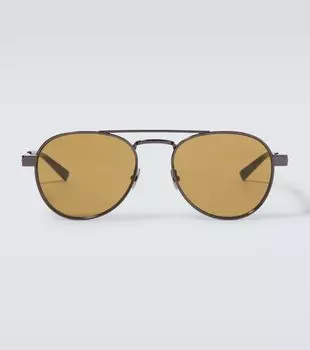 Солнцезащитные очки авиаторы SL 708 Saint Laurent, Ruthenium-Ruthenium-Brown