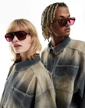 Солнцезащитные очки-авиаторы унисекс Reclaimed Vintage с розовыми линзами