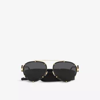 Солнцезащитные очки-авиаторы VE2232 с выгравированным логотипом Versace, черный