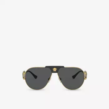 Солнцезащитные очки-авиаторы VE2252 в стальной оправе Versace, желтый