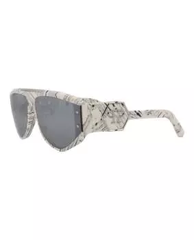 Солнцезащитные очки-авиаторы в ацетатной оправе Philipp Plein, цвет Ivory Ivory Smoke