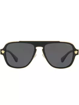 Солнцезащитные очки-авиаторы в квадратной оправе Versace Eyewear, черный