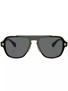 Солнцезащитные очки-авиаторы в квадратной оправе Versace Eyewear, черный