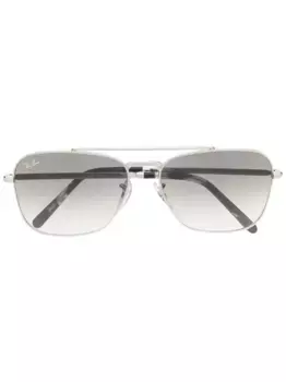Солнцезащитные очки-авиаторы в прямоугольной оправе Ray-Ban, серебяный