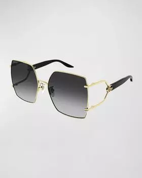 Солнцезащитные очки-бабочка с металлическим логотипом GG Gucci, цвет Shiny Endura Gold