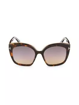 Солнцезащитные очки-бабочки 55MM Tom Ford, цвет Col Havana Smoke