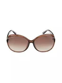 Солнцезащитные очки-бабочки 61MM Salvatore Ferragamo, цвет Light Brown