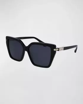 Солнцезащитные очки-бабочки с логотипом из ацетата и металла Ferragamo, цвет Black