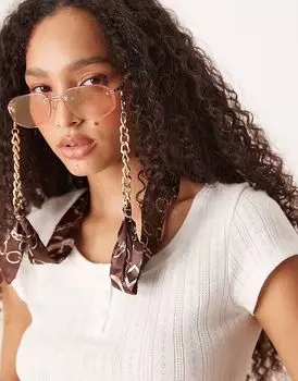 Солнцезащитные очки-бандана с принтом шарфа Jeepers Peepers, кремового цвета