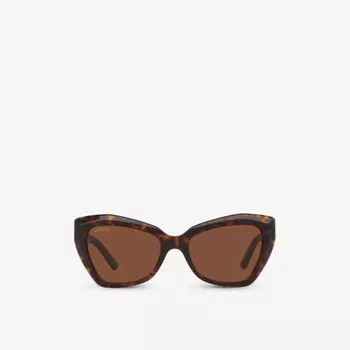 Солнцезащитные очки Bb0271S в оправе «кошачий глаз» из ацетата черепахового цвета Balenciaga, коричневый