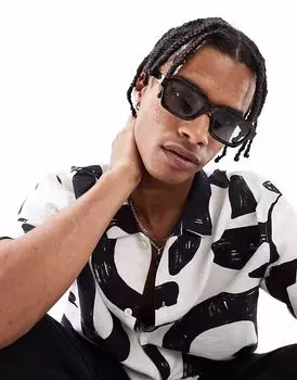 Солнцезащитные очки Bershka в квадратной оправе черного цвета