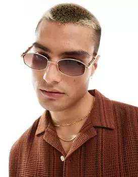 Солнцезащитные очки Bershka в металлической оправе золотого цвета