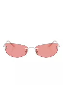 Солнцезащитные очки без оправы в металлической оправе Versace Eyewear, серебяный