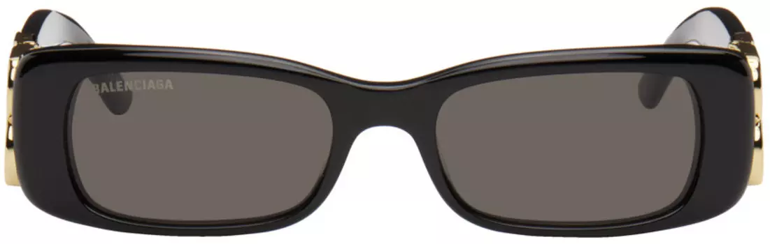 Солнцезащитные очки Black Dynasty Rectangle Balenciaga, черный/золотой/серый