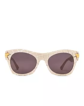 Солнцезащитные очки Bottega Veneta Bold Ribbon Intreccio, цвет Shiny Ivory & Crystal