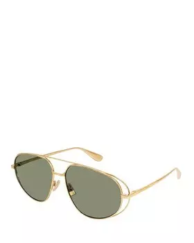 Солнцезащитные очки Bottega Veneta Flower Pilot, металлические, 61 мм, золотой