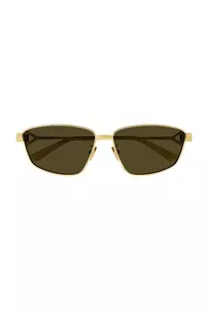 Солнцезащитные очки Bottega Veneta New Triangle Cat Eye Metal, цвет Shiny Gold & Brown