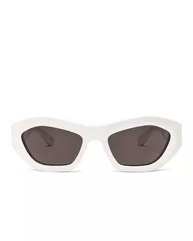 Солнцезащитные очки Bottega Veneta Rectangle, цвет Shiny Solid Off White