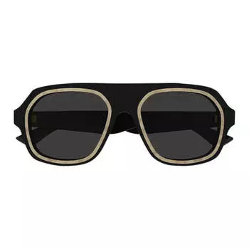 Солнцезащитные очки Bottega Veneta Rim Aviator, черный/серый
