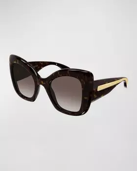 Солнцезащитные очки Butterfly с золотистой деталью Alexander McQueen