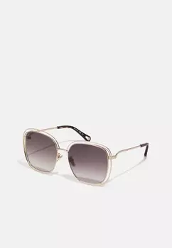 Солнцезащитные очки Carlina Oversized Rectangular Metal Sunglasses CHLO, цвет gold-coloured/grey