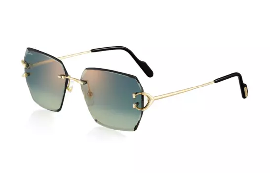 Солнцезащитные очки CARTIER в металлической оправе неправильной формы, унисекс, золото