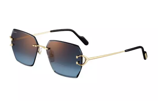 Солнцезащитные очки CARTIER в металлической оправе неправильной формы, унисекс, золото