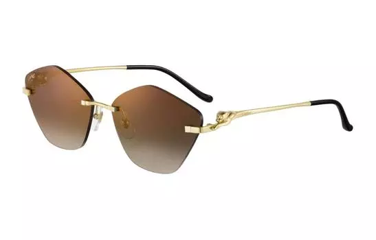 Солнцезащитные очки CARTIER в металлической оправе неправильной формы, унисекс, золото